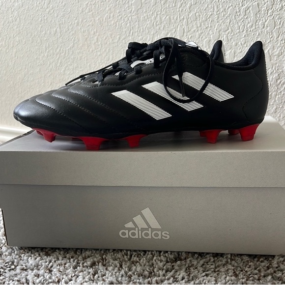 Adidas Black Cleats with Red Bottoms - Picture 1 of 3